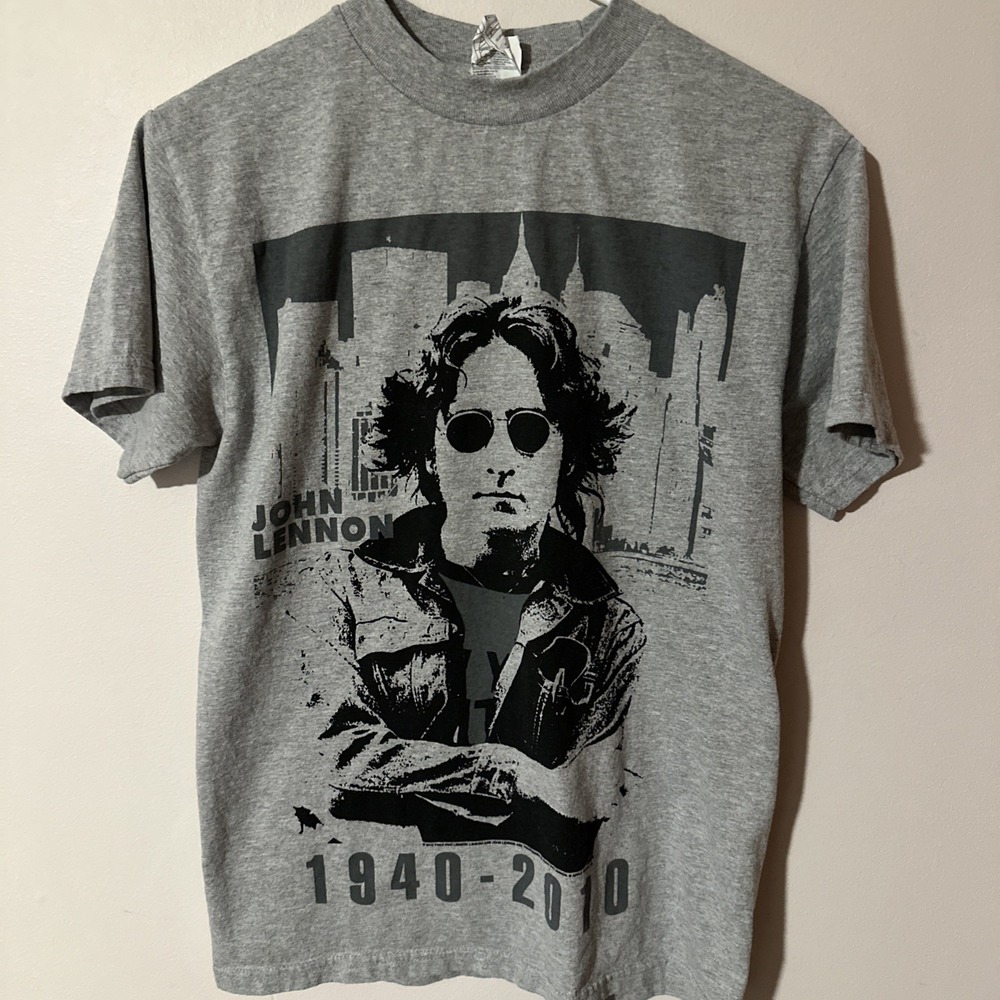 John Lennon Memorial T Shirt Mens Gray S‎ 1940 To 2010 Rock Band Anniversary